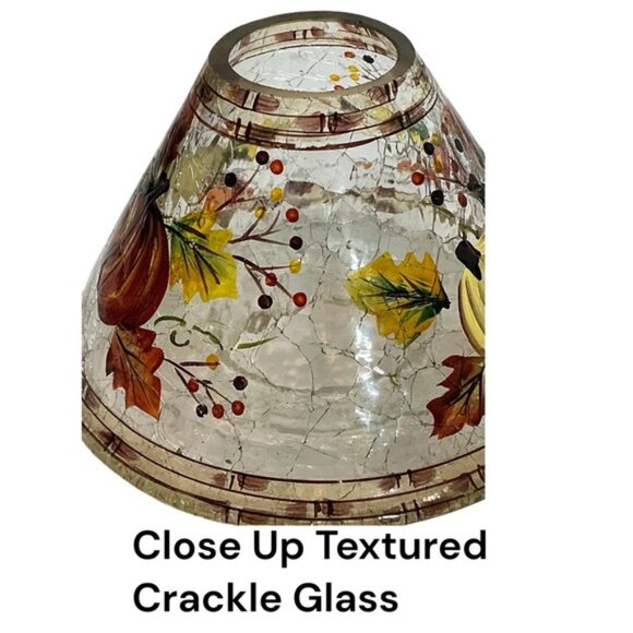 Yankee Candle Shade Crackle Glass Fall Autumn Thanksgiving Pumpkin Harvest - Picture 6 of 16